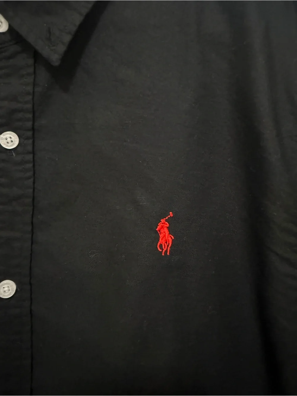 Ralph Lauren Men’s Black Button-Down Oxford Shirt - Red Pony Logo new condition